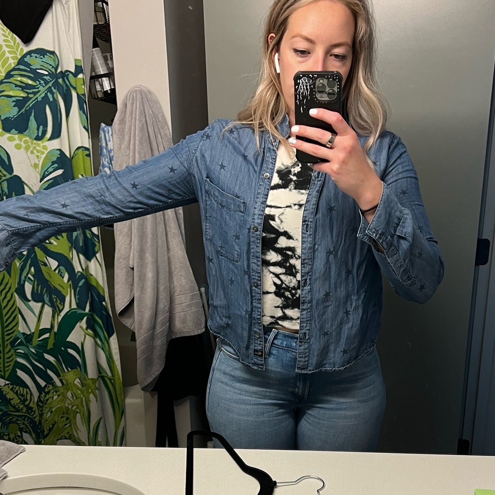 Rails Star Print Chambray Blouse - image 7